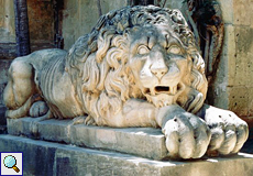 Eine Löwenstatue im Prince Alfred Court