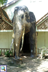 Elefanten-Statue am Eingang eines Gasthauses