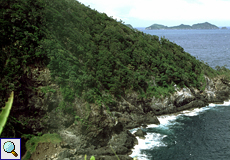 Am Horizont die St. Giles Islands von Little Tobago aus gesehen